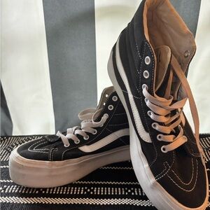 Vans Black and White Platform High-Top Sneakers